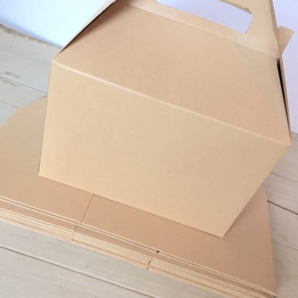 Large Kraft Gable Boxes (6)- Party or Wedding Favor Gift Boxes, Gift Wrapping