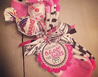 Cheerleading Good Luck Favor Tags CUSTOMIZED- PDF file Blow Their Socks Off- CUSTOM colors