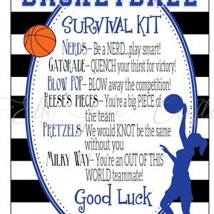 Kits de survie pour compétition de basket-ball - PERSONNALISÉS, cadeaux ballon, cadeaux pour équipe, cadeaux pour équipe de basket-ball - fichier PDF Kit de survie