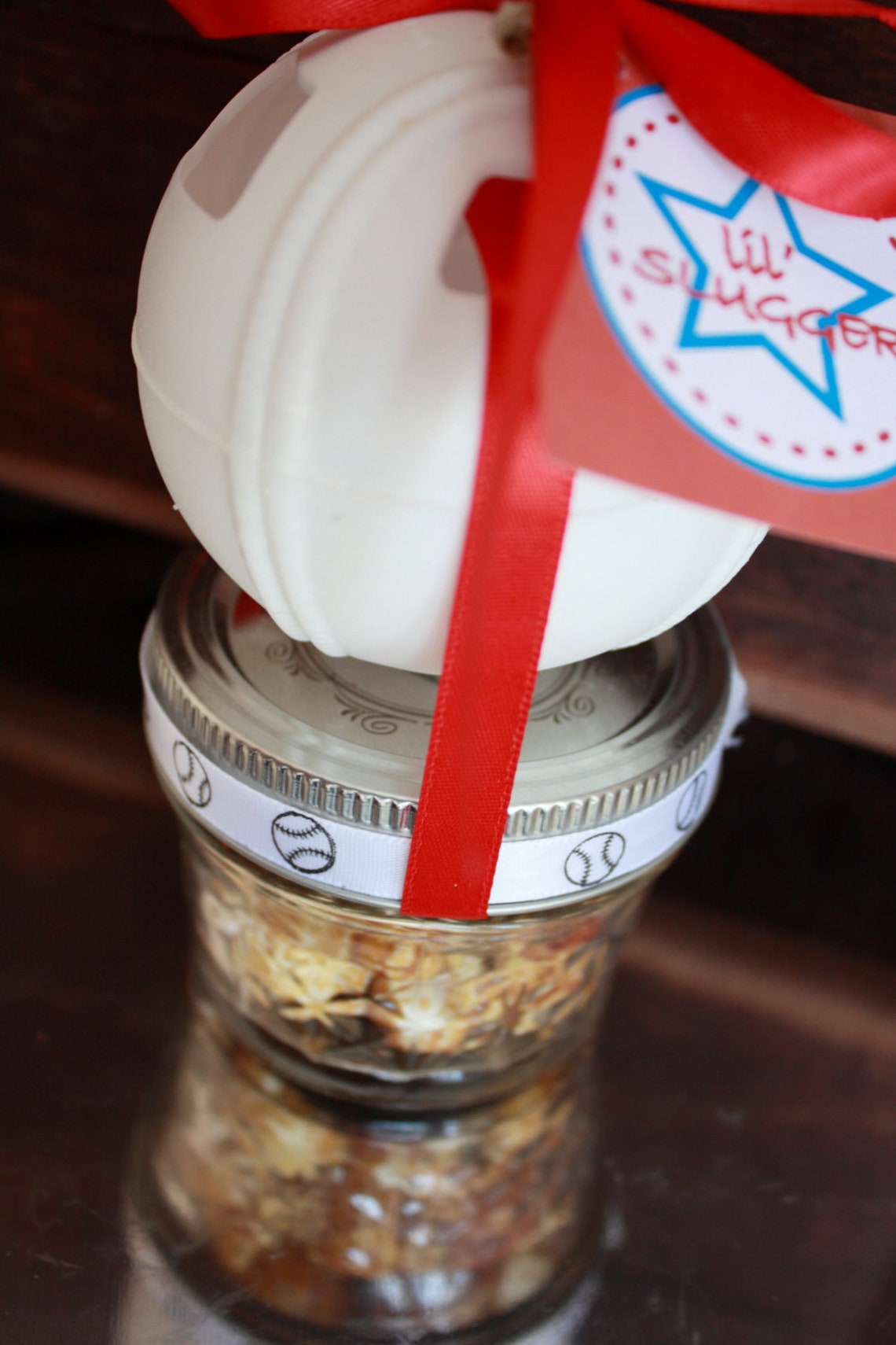Baseball and Cracker Jacks Party Mason Jar Favor Lil' Etsy