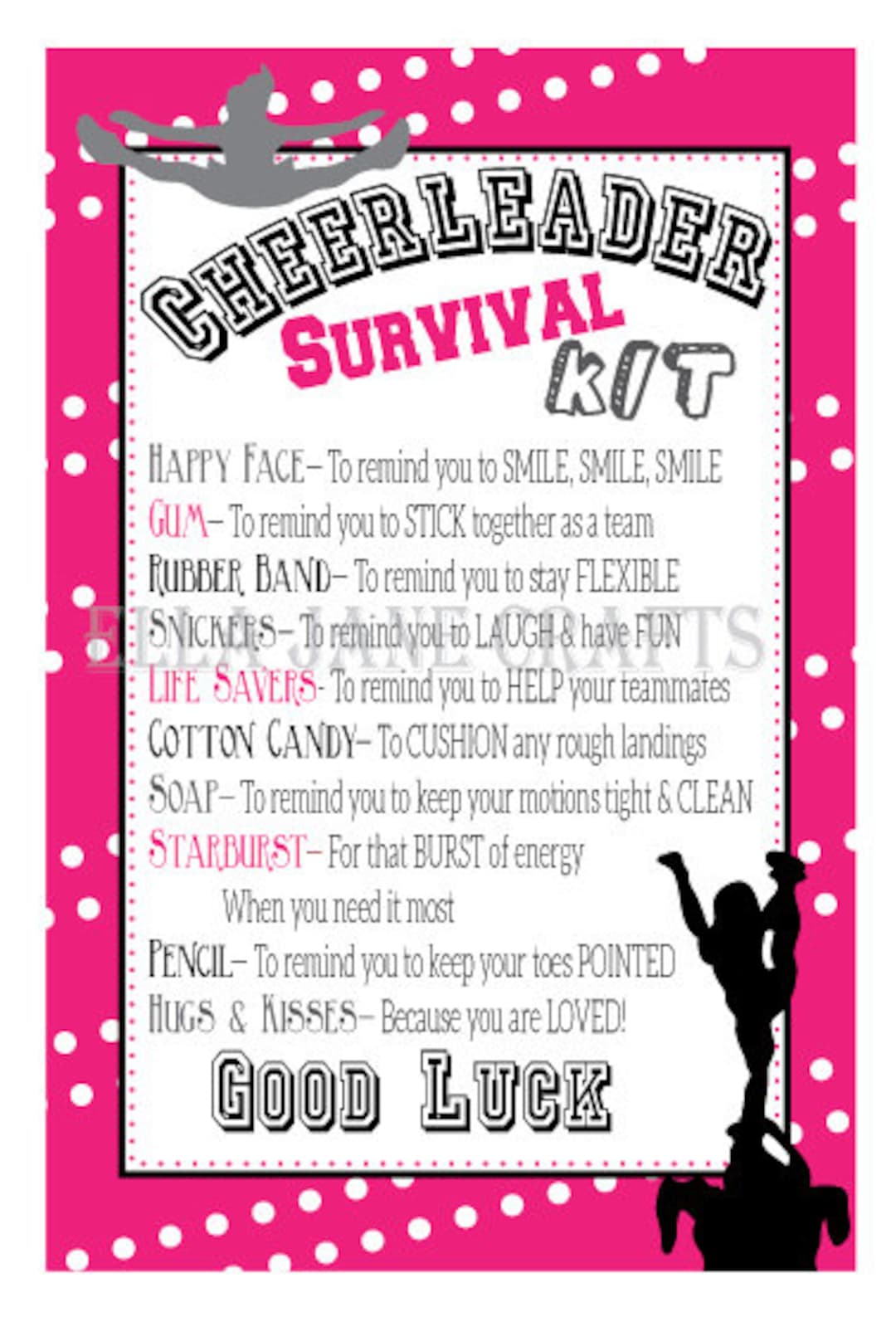 Cheerleading Survival Kits- Cheer Gifts- PDF File Instant Download ...