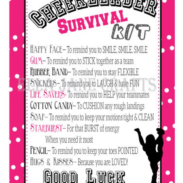 Cheerleading Survival Kits- Cheer Gifts- PDF file Instant Download Survival Kit