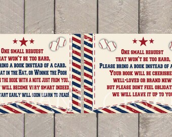 Baseball Baby Shower Book Card Request- INSTANT DOWNLOAD- PDF File- Baby Shower Games