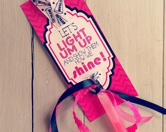 Good LuckTags, Light Up Bracelet, Dance Team Gifts, Glow Bracelet Favor Tags- PDF file Instant Download Light Um Up Spirit tags