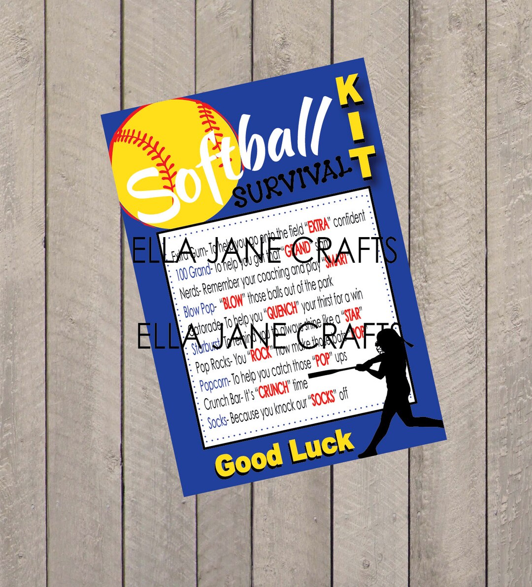 Softball Survival Kits Softball Gifts PDF File Instant Download