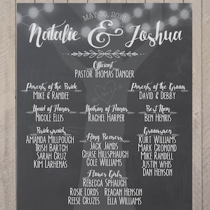Hochzeitsfeierschild, Hochzeit-Zeremonie-Schild, Hochzeitsprogramm, Brautparty Chalkprint Programm-Schild - Hochzeitsschild (PDF-Datei)