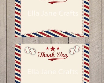 Baseball Baby Shower or Birthday Thank You Cards- INSTANT DOWNLOAD- PDF File-Party Printables