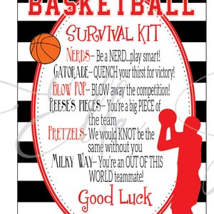 Kits de survie pour compétition de basket-ball - PERSONNALISÉS, Cadeaux Bball, Cadeaux d’équipe, Cadeaux d’équipe de basket-ball - Kit de survie fichier PDF