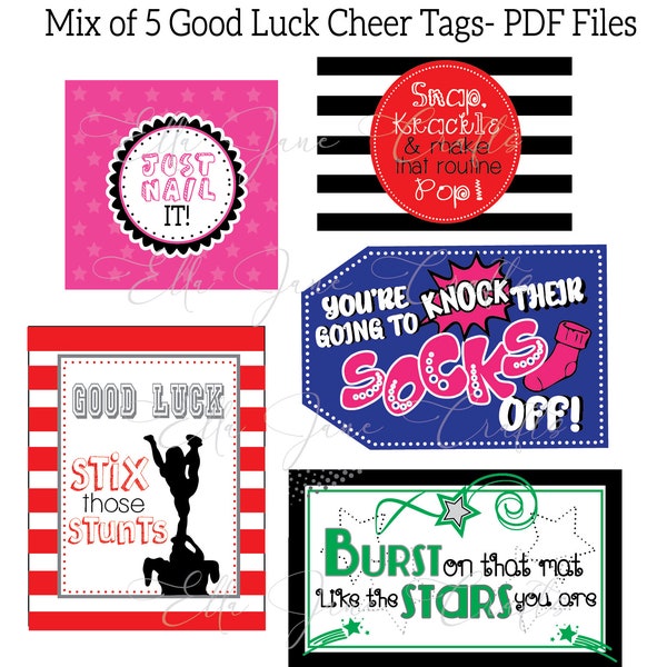 Team Gifts, Cheer Team Good Luck, Team Gift Tags, Package of 5 INSTANT DOWNLOAD PDFs, Football, cheerleading, Dance team gifts