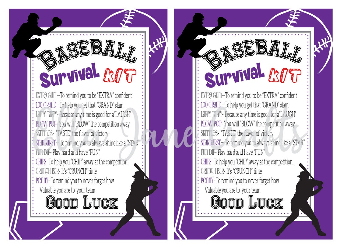 Baseball Survival Kits Baseball Gifts Team Gifts Baseball Etsy