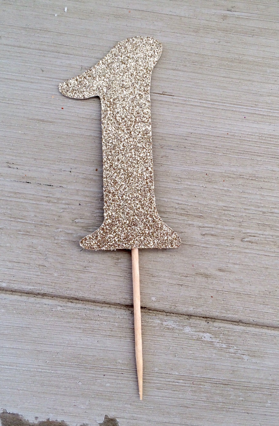 Gold Glitter Number One Cupcake Toppers, With Ribbon Bows- 1st Birthday ...