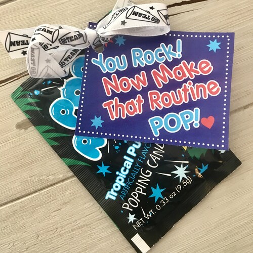 Cheer Team Gifts, Good Luck Favor Tags, Instant Download, PDF file, Pop Rock Gift Tags