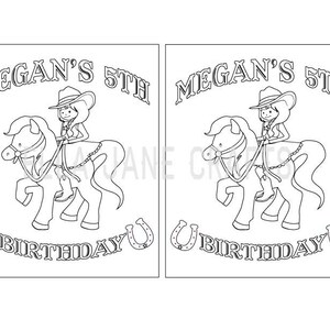 Hästmålarbok, Cowgirl-födelsedagsfestgåva, Hästfödelsedagsmålarbok, Festgåva PDF-fil, Hästaktivitetsbok bild 2