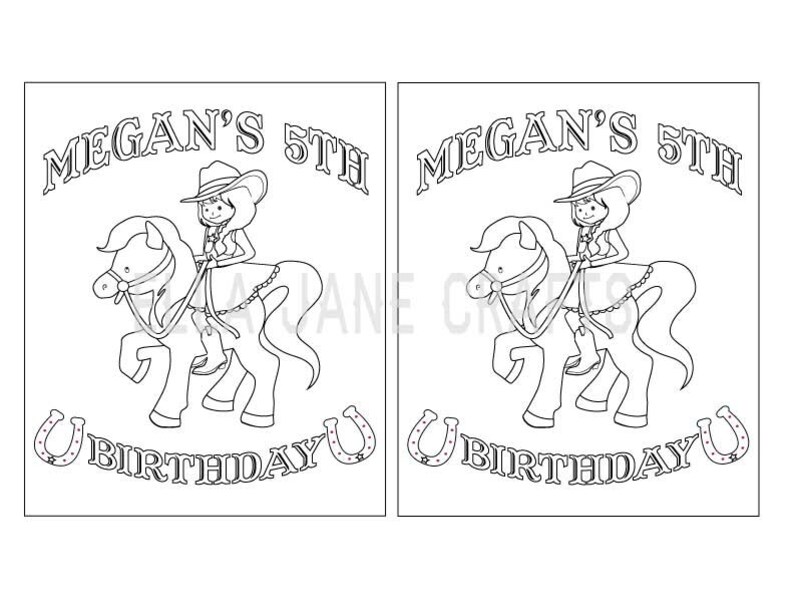 Hästmålarbok, Cowgirl-födelsedagsfestgåva, Hästfödelsedagsmålarbok, Festgåva PDF-fil, Hästaktivitetsbok bild 2