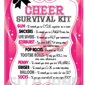 Kits de sobrevivência para líderes de torcida, kit de compensação de torcida, kit de acampamento de torcida, presentes de torcida - arquivo PDF Kit de sobrevivência - PDF PERSONALIZADO