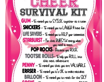 Cheerleading Survival Kits, Cheer Comp Kit, Cheer Camp Kit, Cheer Gifts- PDF file Survival Kit- INSTANT download PDF