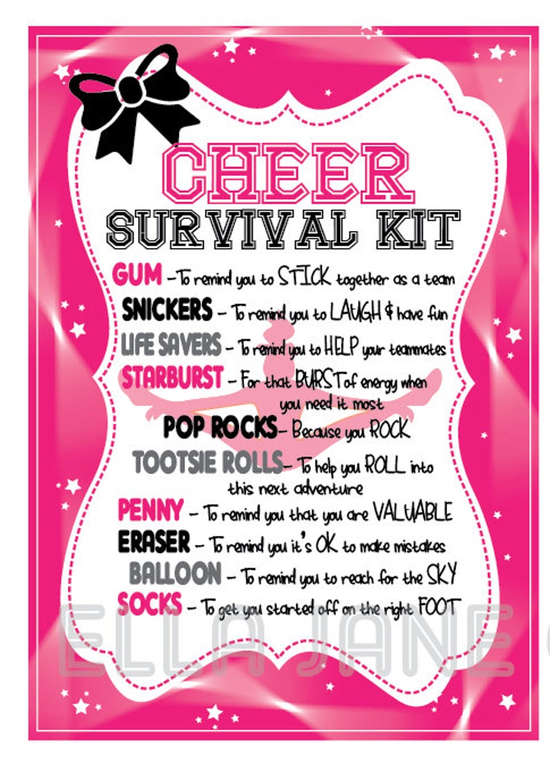 Cheerleading Survival Kits, Cheer Comp Kit, Cheer Camp Kit, Cheer Gifts PDF file Survival Kit INSTANT download PDF image 1