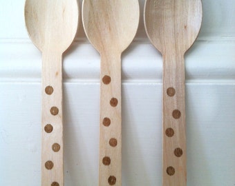 Thanksgiving Spoons, Holiday Silverware, Wooden Ice Cream or Party Spoons (20)