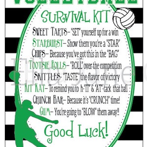 Volleyball Survival Kits- Cheer Gifts- PDF file Instant Download Survival Kit