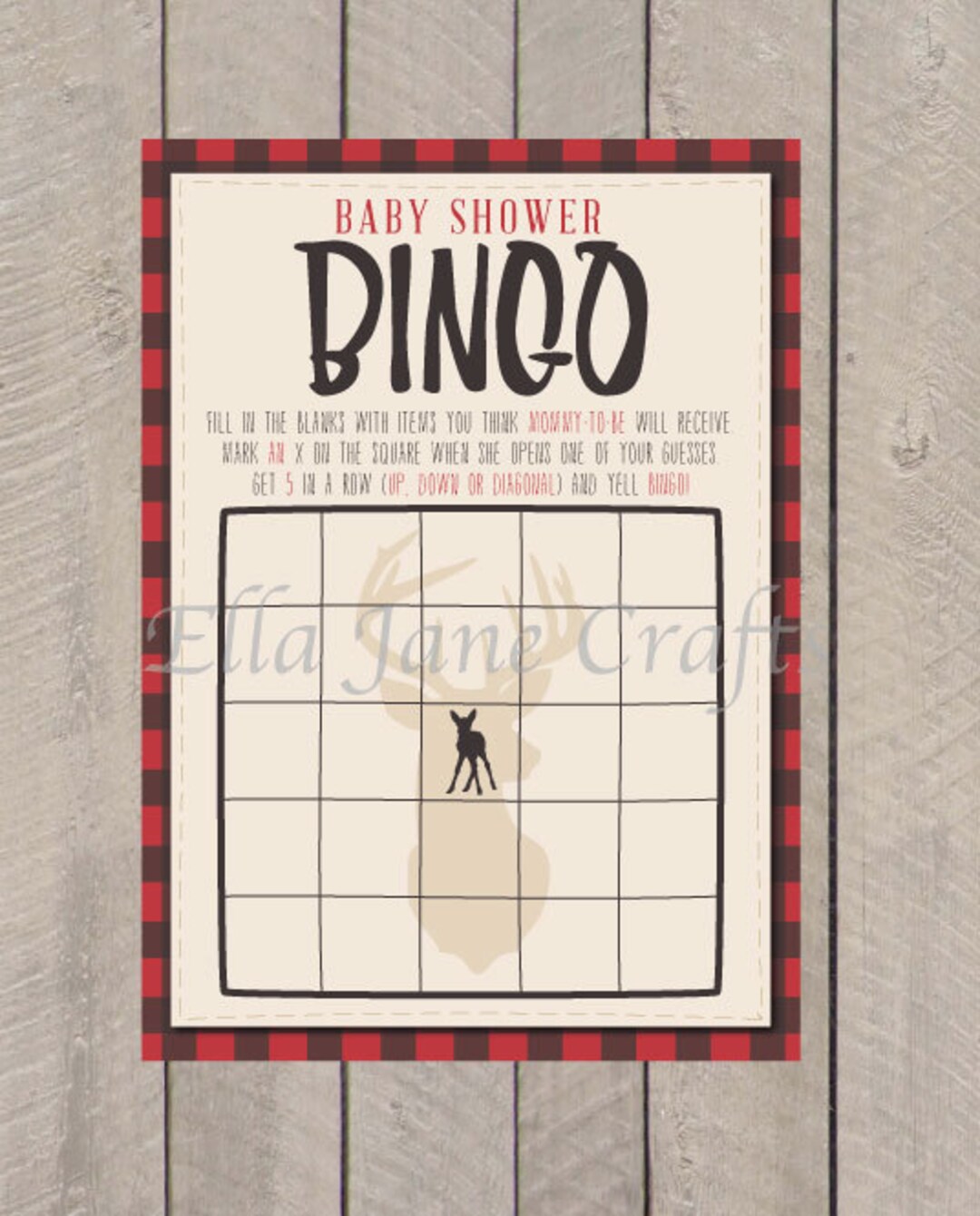 Lumberjack Baby Shower Game Lumberjack Baby Shower Bingo - Etsy