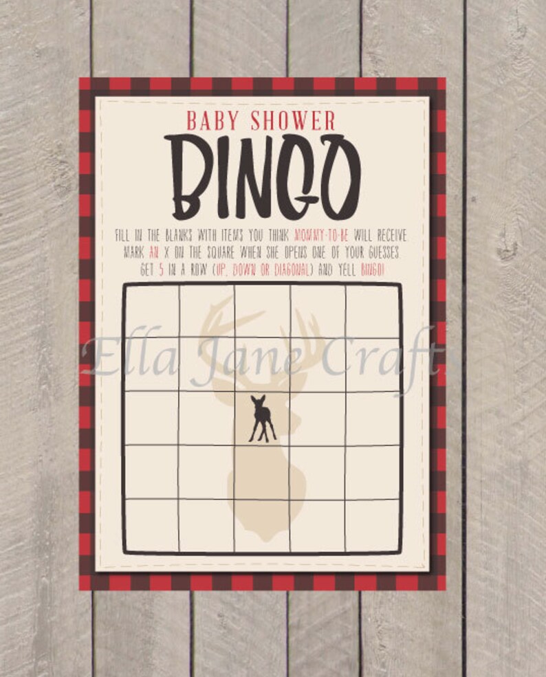 Lumberjack Baby Shower Game Lumberjack Baby Shower Bingo Etsy