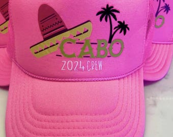 HOT NEW ITEM! Customized Party Trucker Hat, Cabo Trucker Cap, Custom Mexico Trucker Hat, Custom Birthday Trucker Hat, Group Party Hats