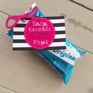 Cheerleading Good Luck Rice Krispie Treat Favor Tags- Dance Team Good Luck Tags, PDF file Instant Download SNAP, Krackle, Pop