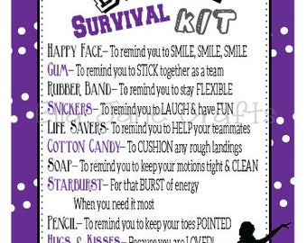Dance Competition Survival Kits- Dance Gifts, Team gift, PDF file Instant Download Survival Kit