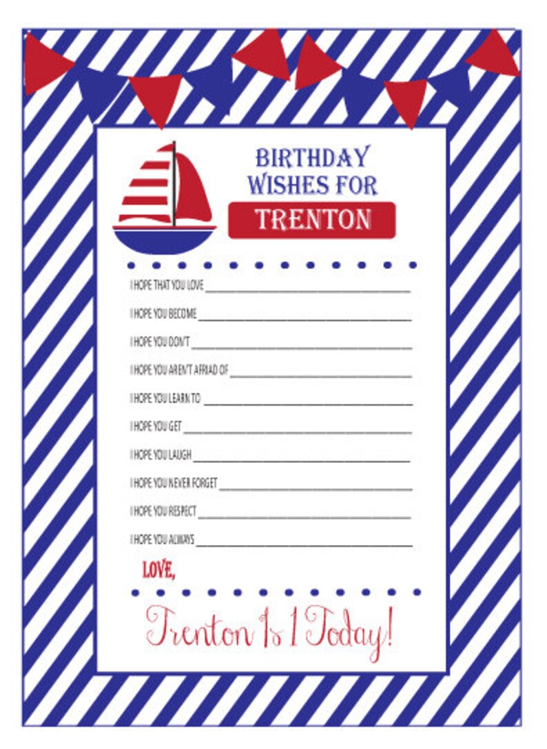 Nautical Boat Baby Shower or Sailboat Baby Birthday Wishes Etsy