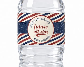 Baseball Baby Shower or Birthday Party Water Bottle Drink Labels- PDF File Customized