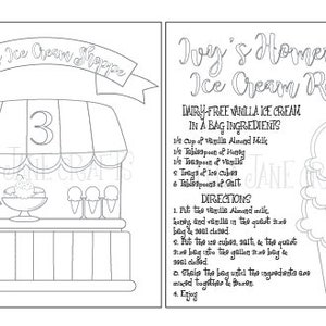 Ice Cream Coloring Book, Ice Creaml Birthday Party Favor, Custom Birthday Coloring Book,  Party Favor PDF File, Ice Cream Activity Book