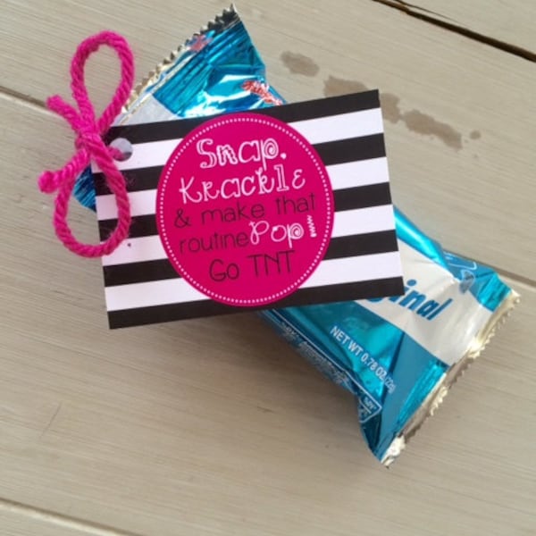 Customized Cheerleading Good Luck Rice Krispie Treat Favor Tags- PDF file SNAP, Krackle, Pop