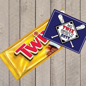 Baseball Team Gifts, Good Luck Favor Tags- PDF file Instant Download, Twix candy tag. NO TWIX