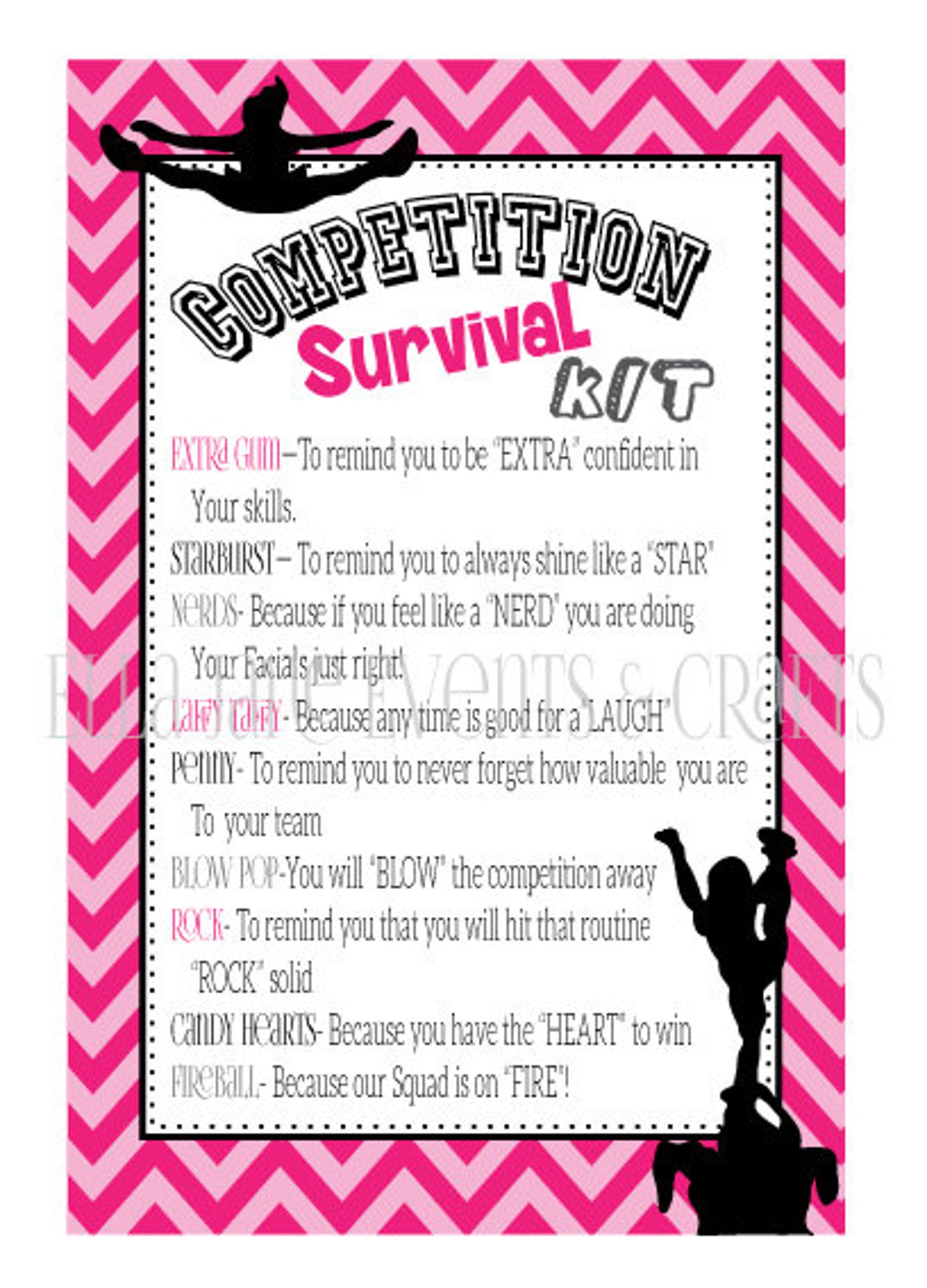 Cheerleading Competition Survival Kits Cheer Gifts PDF File Etsy