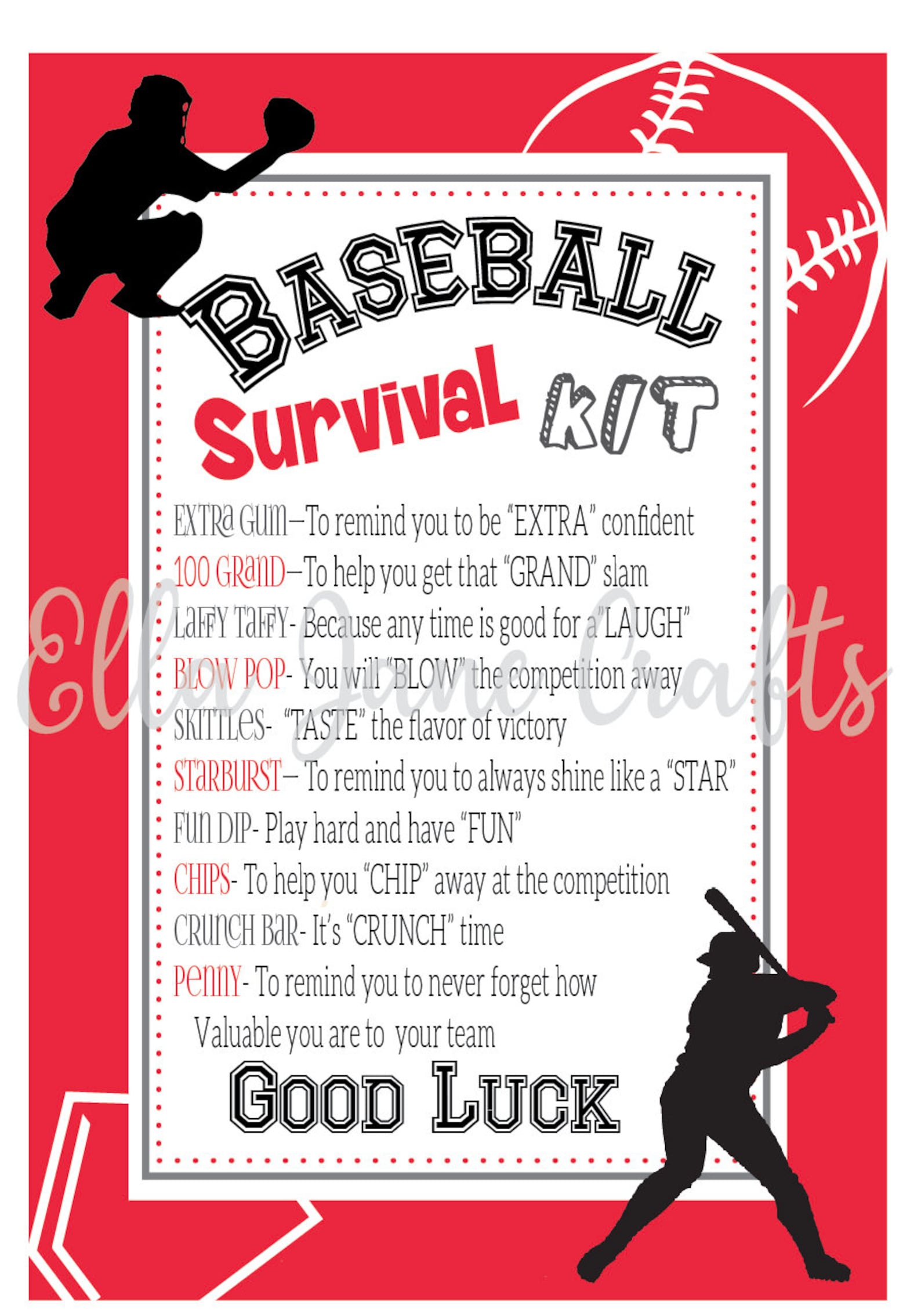 Baseball Survival Kits Baseball Gifts Team Gifts Baseball Etsy