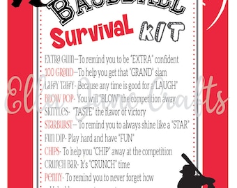 Baseball Survival Kits- Baseball Gifts, Team Gifts, Baseball- PDF file Instant Download Survival Kit