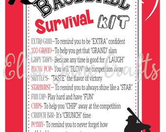 Baseball Survival Kits- Baseball Gifts, Team Gifts, Baseball- PDF file Instant Download Survival Kit