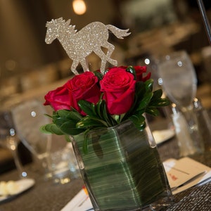 Glitter Horse Equestrian Centerpiece or Large Cake Topper, Pony Cowgirl, Kentucky Derby Party Decorations