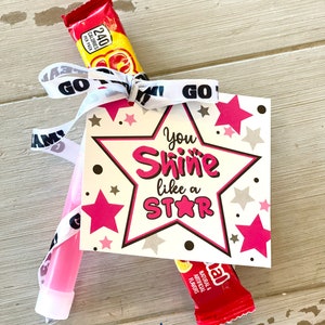 Cheerleader Good Luck Favor Tags - PDF-Datei CUSTOMIZED Burst, Shine Like a Star Team Geschenkanhänger
