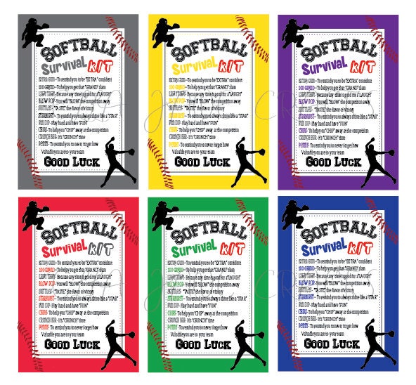 Softball Survival Kits Softball Gifts PDF File CUSTOMIZED Etsy