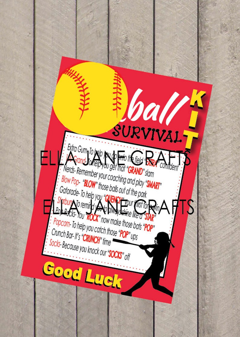 Softball Survival Kits Softball Gifts PDF File Instant Etsy