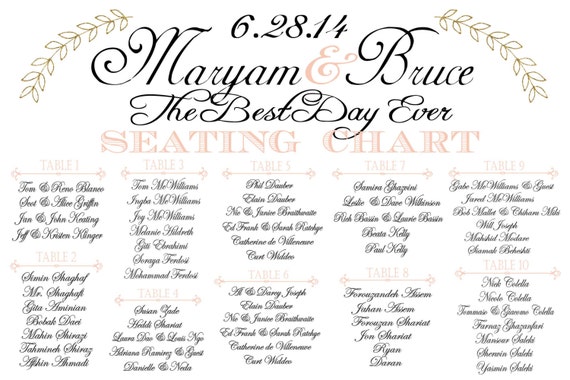 Wedding Reception Seating Chart