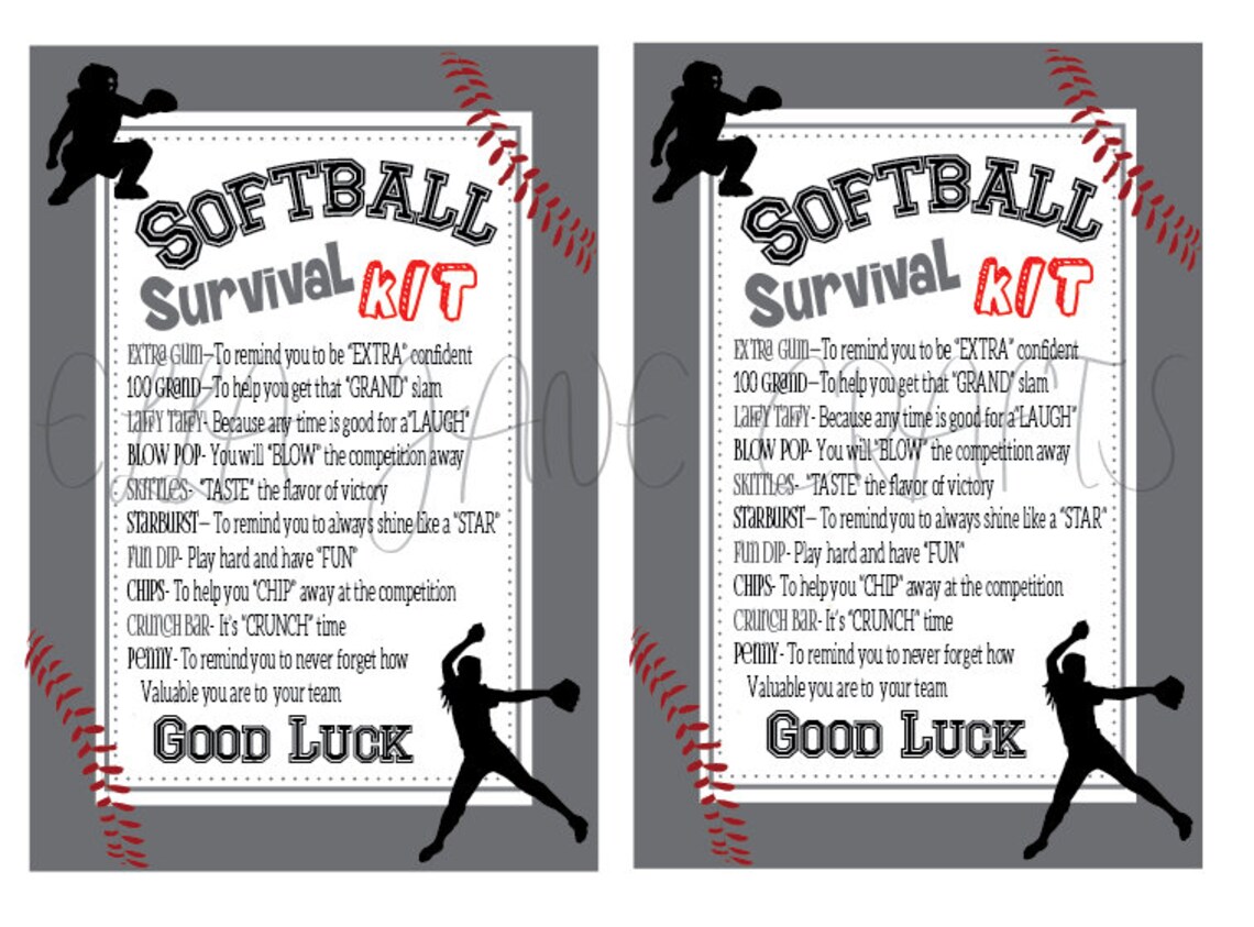 Softball Survival Kits Softball Gifts PDF File Instant Etsy