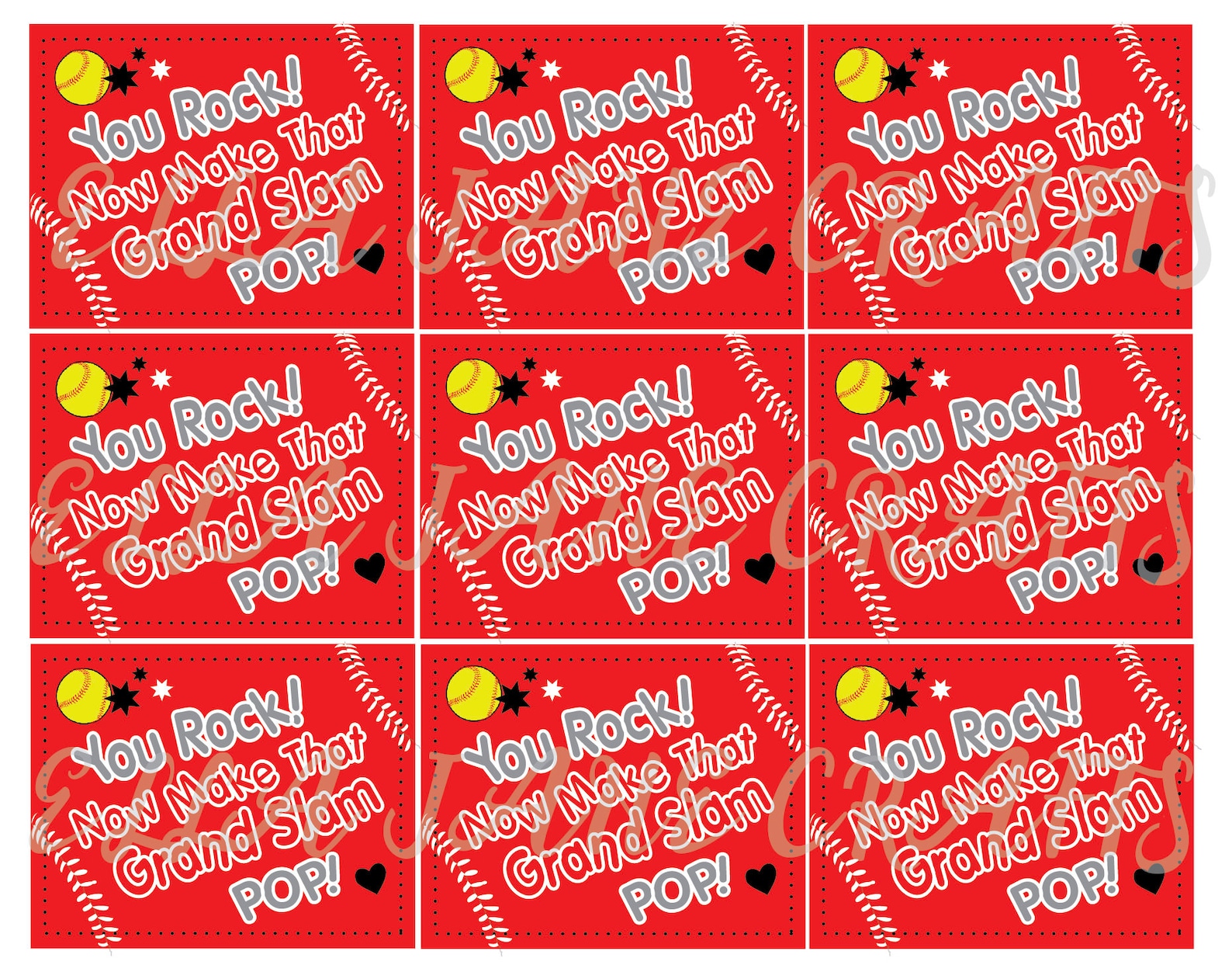 Softball Good Luck Favor Tags Instant Download PDF File Pop Etsy