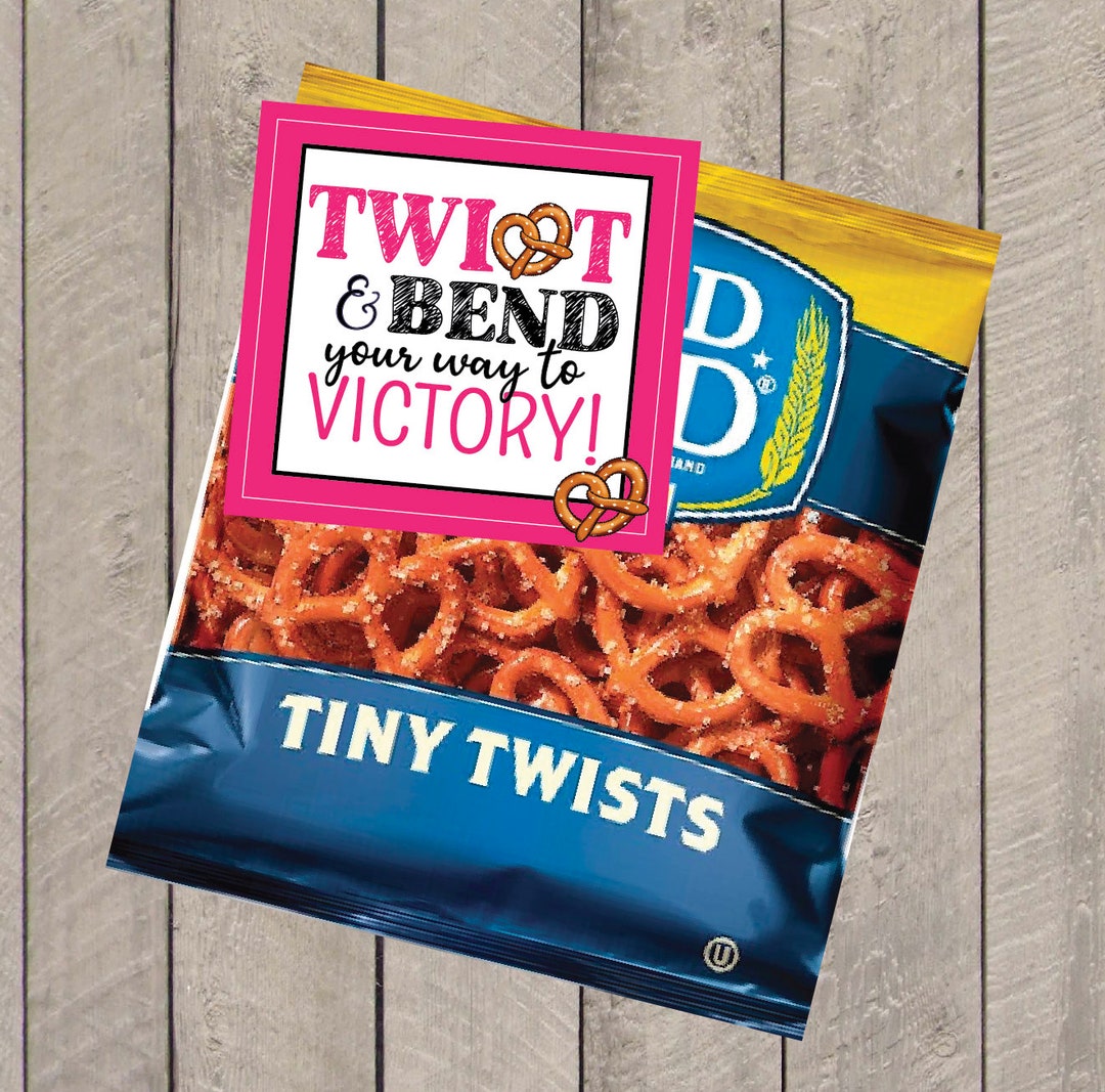 Cheerleading Good Luck Favor Tags, Pretzel Gift Tags, Pretzel Good Luck