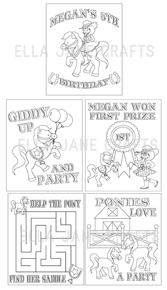 Horse Coloring Book, Cowgirl Birthday Party Favor, Horse Birthday Coloring Book,  Party Favor PDF File, Horse Activity Book
