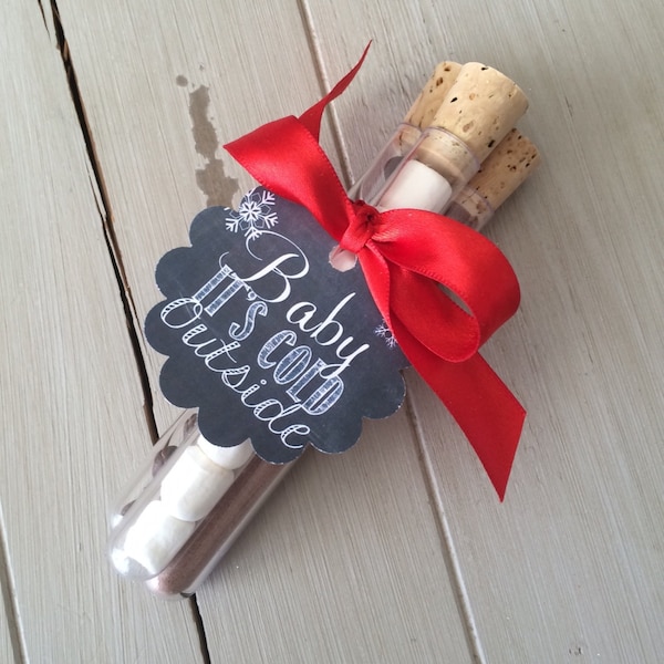 Hot Chocolate Christmas Tube Favors (1) Christmas Party Favor- Baby It's Cold Outside Teacher Appreciation Gifts, Rustic Wedding Favors