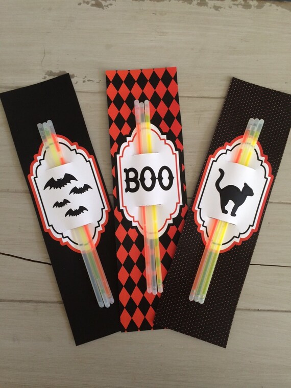 Halloween Glow Stick Custom Printable Tags Halloween Trick or | Etsy
