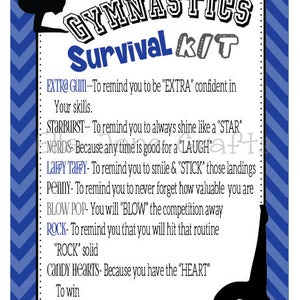 Kits de survie pour compétition de gymnastique - cadeaux de gymnastique, cadeau d'équipe, kit de survie PDF personnalisé