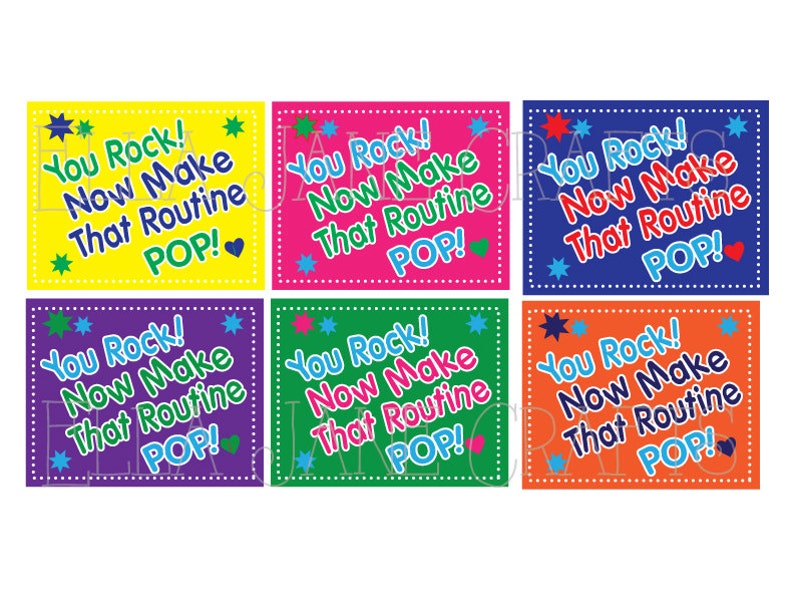 Cheerleading Good Luck Favor Tags, CUSTOMIZED, PDF file Custom Colors, Pop Rock Gift Tags image 2